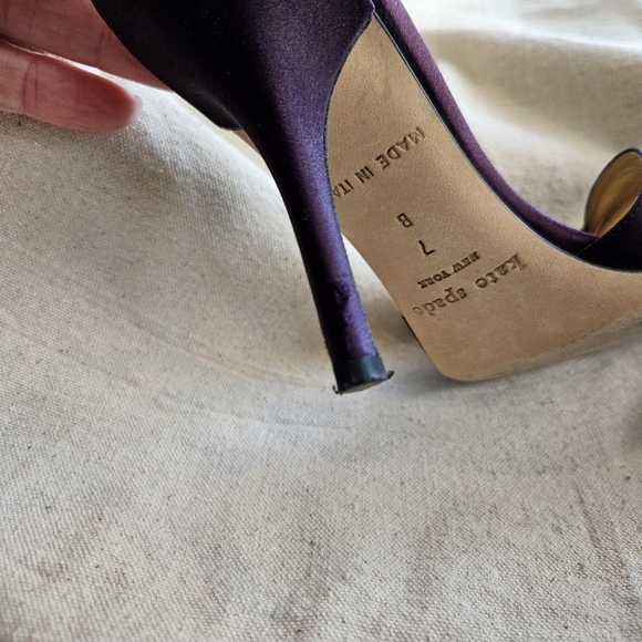Kate Spade Lora, Plum Satin slingback heels, size 7M - Picture 7 of 8